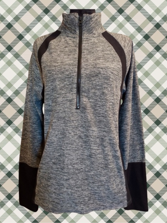 SO Tops - SO Cozycore Grey Black Space Dye 1/4 Zip Thumbholes Activewear Athleisure Top XL